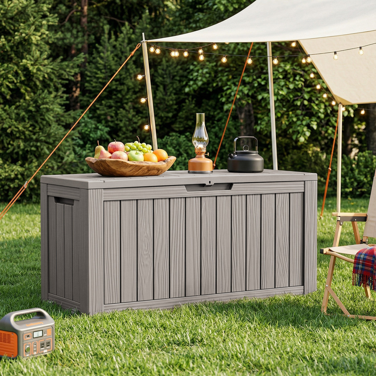 ONLY .99 (regularly 0)  43.3’’ W 72 Gallon Water Resistant Resin Lockable Deck Box